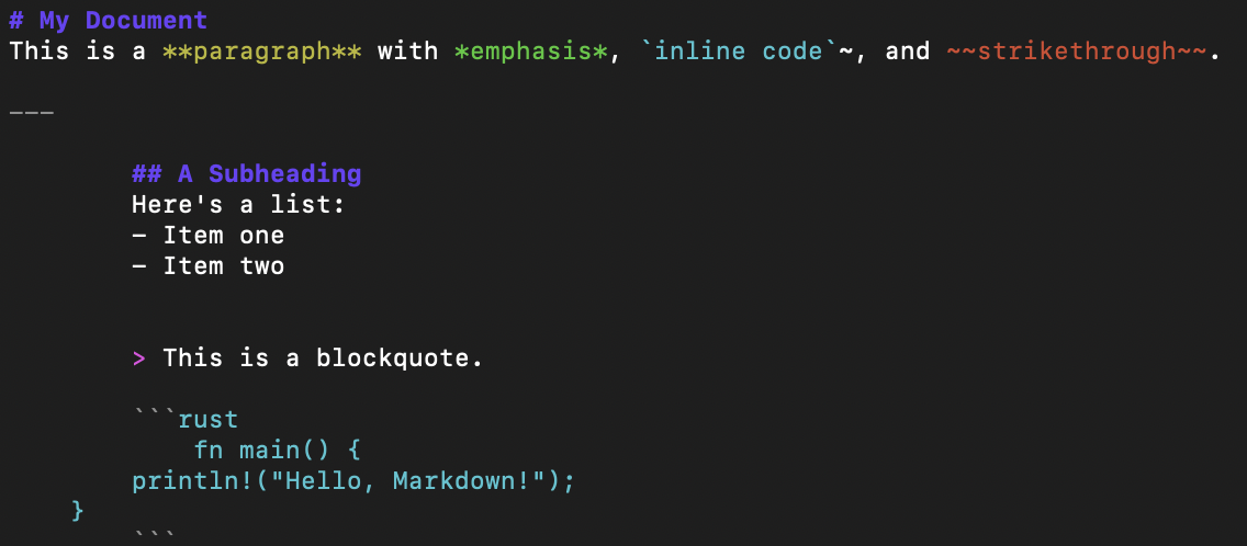 Generated Markdown with symbols